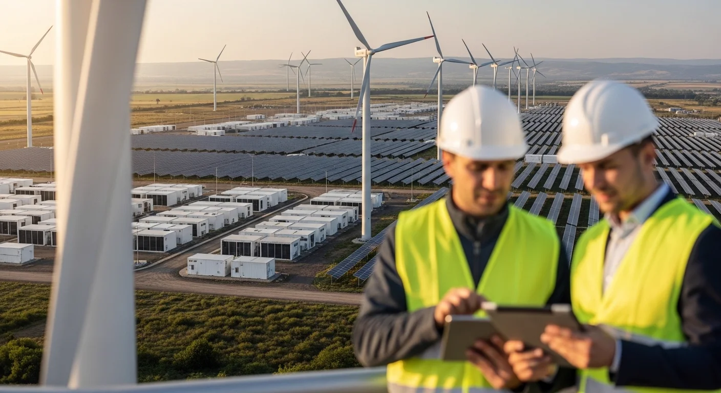 Utility-scale hybrid solar and wind farm integrated with Battery Energy Storage Systems (BESS) in Tulcea County, Dobrogea region, Romania, developed by Aurora Renewables SRL.
