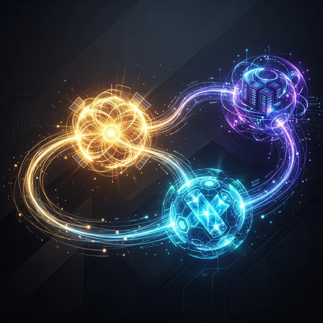 Abstract representation of revenue diversification across solar, storage, and data centers